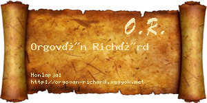 Orgován Richárd névjegykártya